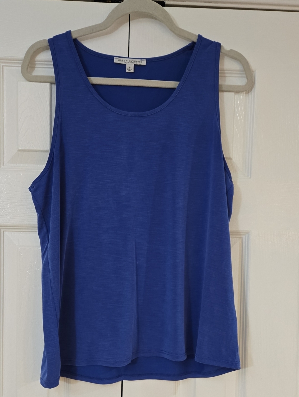 Green Envelope Royal Blue Relaxed Scoop Neck Tank